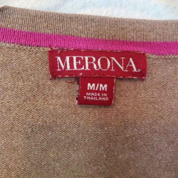 Merona Cardigan Size Medium Button Up Sweater Tan Color - Picture 3 of 12